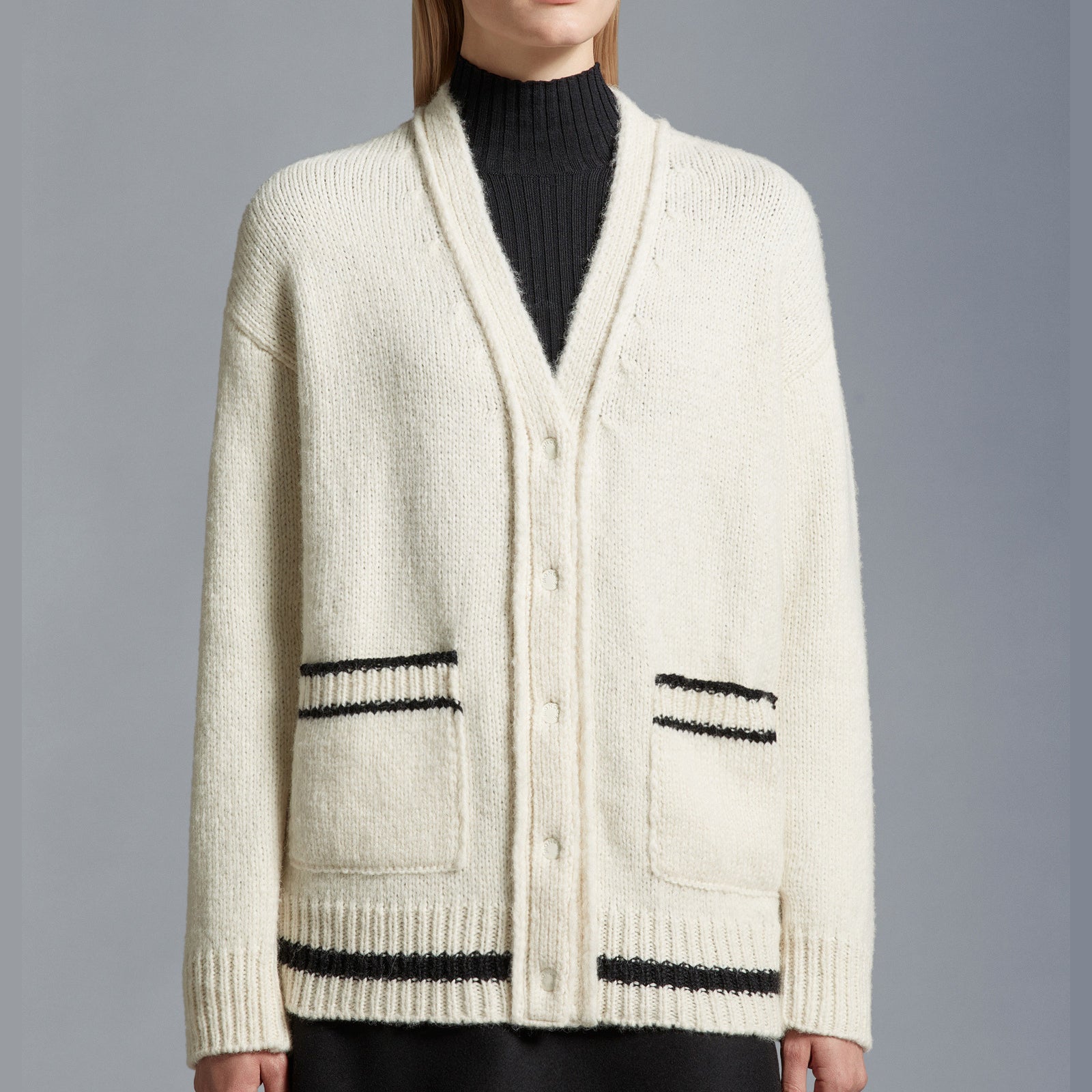 MONCLER Logo Wool Blend Cardigan I20939B00003M2039P09 – BORDER-GARA