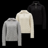 Cable Knit Cashmere Polo Neck Jumper