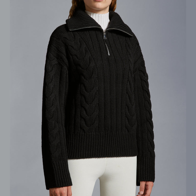 Cable Knit Cashmere Polo Neck Jumper