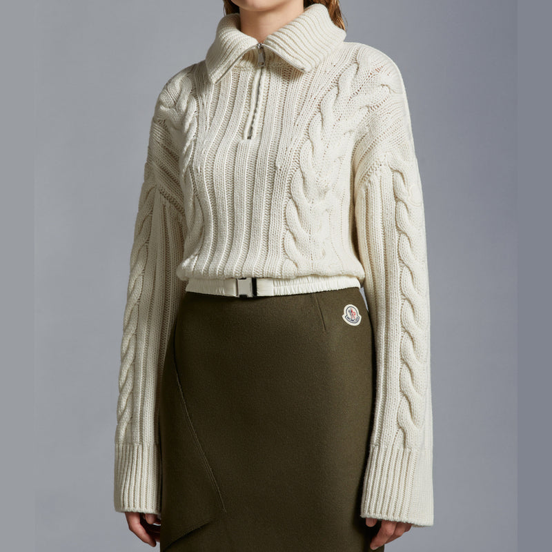 Cable Knit Cashmere Polo Neck Jumper