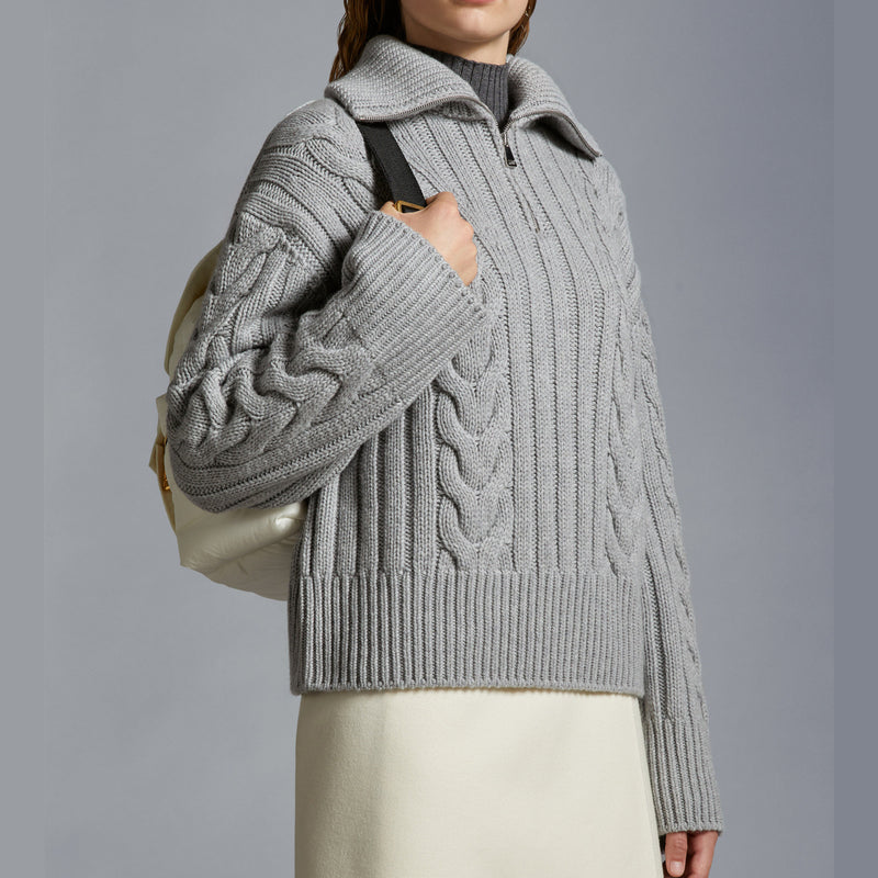 Cable Knit Cashmere Polo Neck Jumper