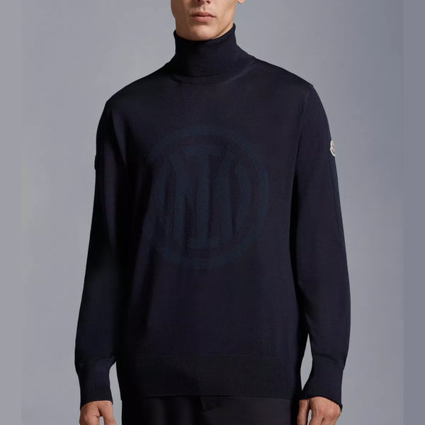 INTER X MONCLER WOOL POLO NECK JUMPER
