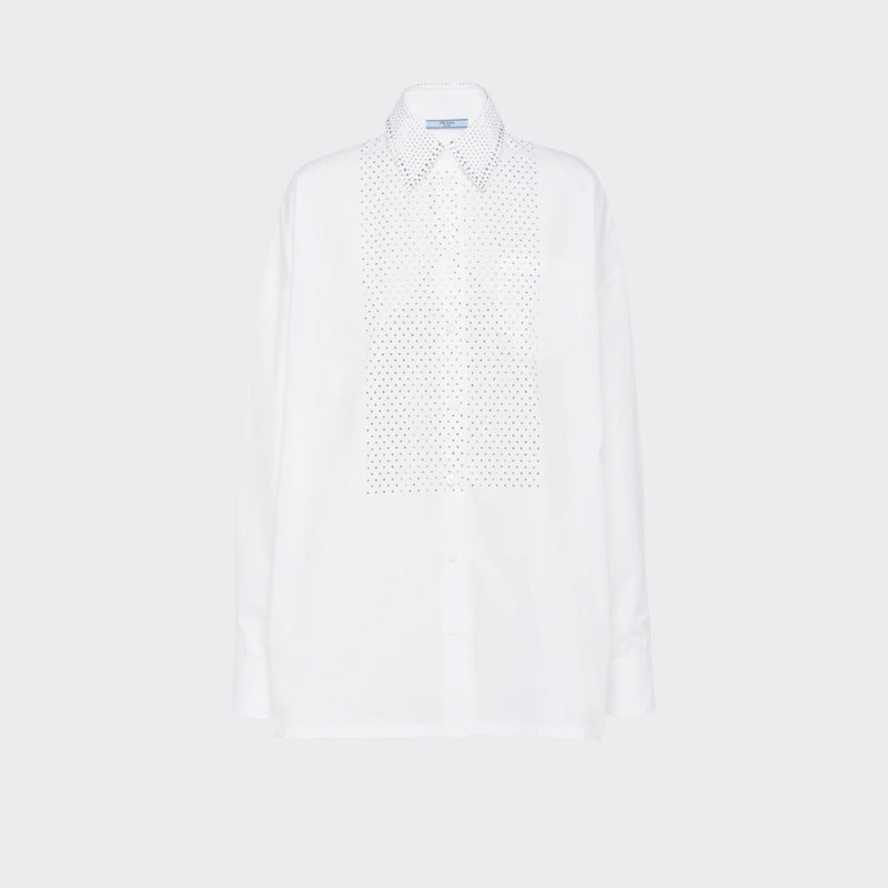 Rhinestone-studded poplin shirt