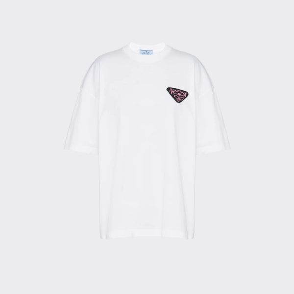Jersey T-shirt with knit logo