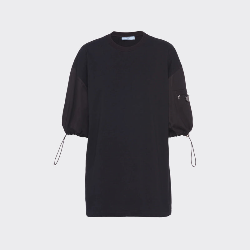 Re-Nylon and jersey crew-neck sweater