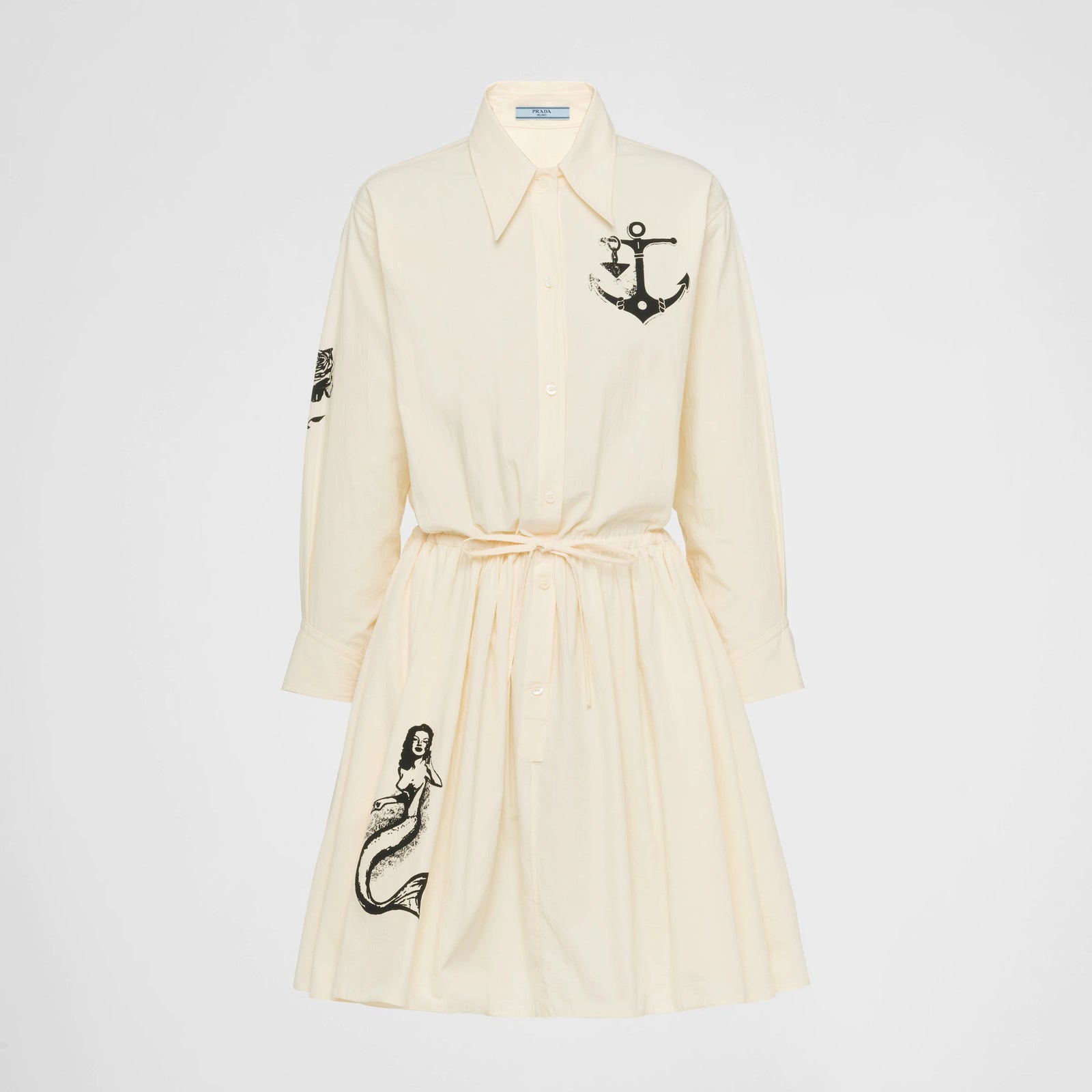 ワンピース PRADA EMBROIDERED CHAMBRAY SHIRT DRESS Prada Embroidered Chambray Shirt Dress | italist