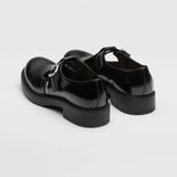 Brushed-leather Mary Jane T-strap shoes