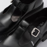 Brushed-leather Mary Jane T-strap shoes