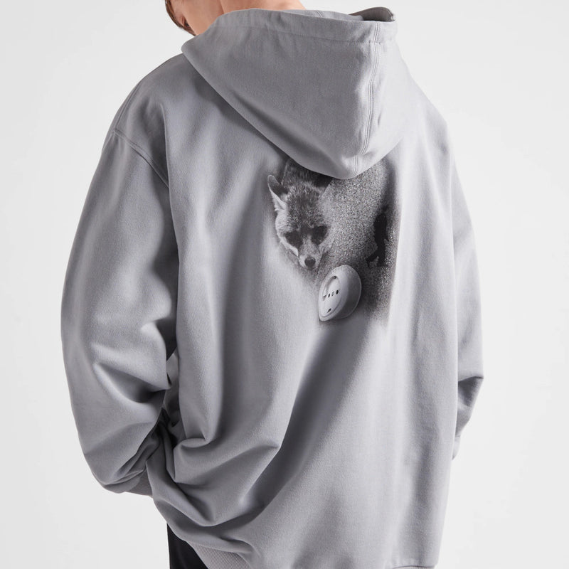 Printed cotton fleece hoodie