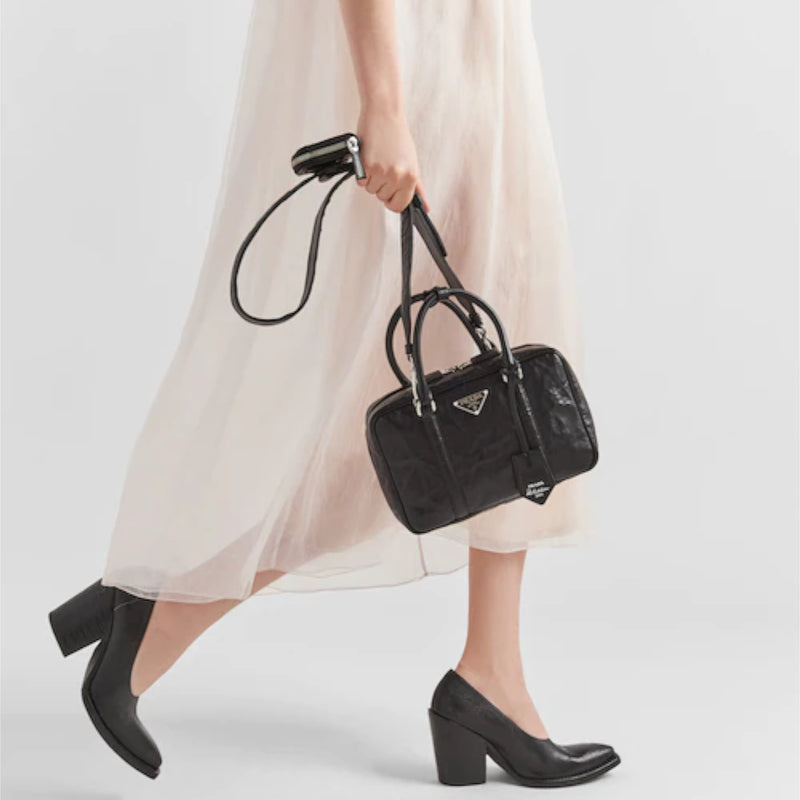 Medium antique nappa leather top handle bag