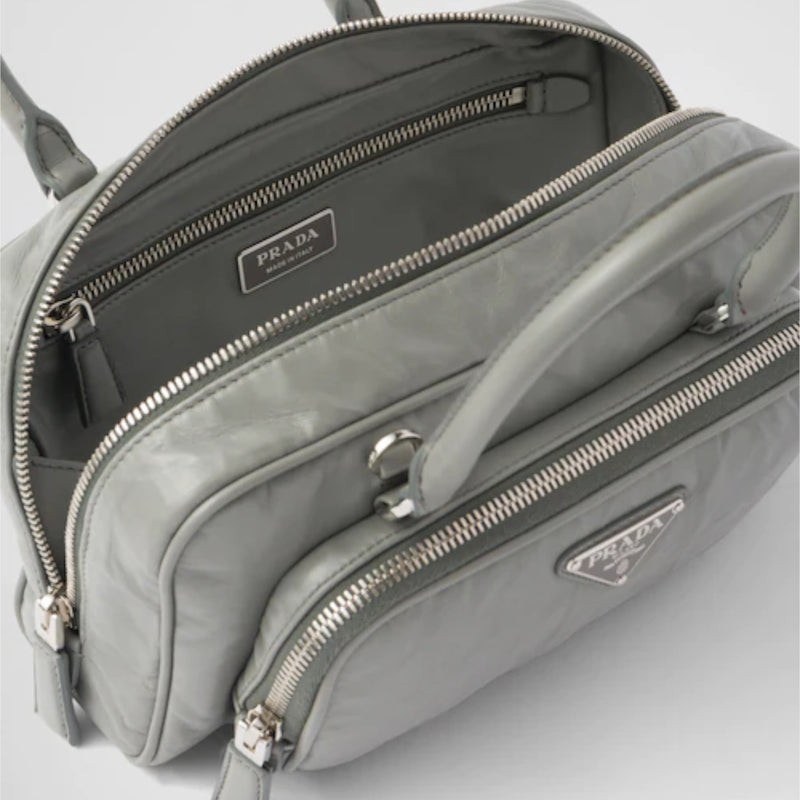Shop Prada Antique Nappa Leather Multi Pocket Top Handle Bag