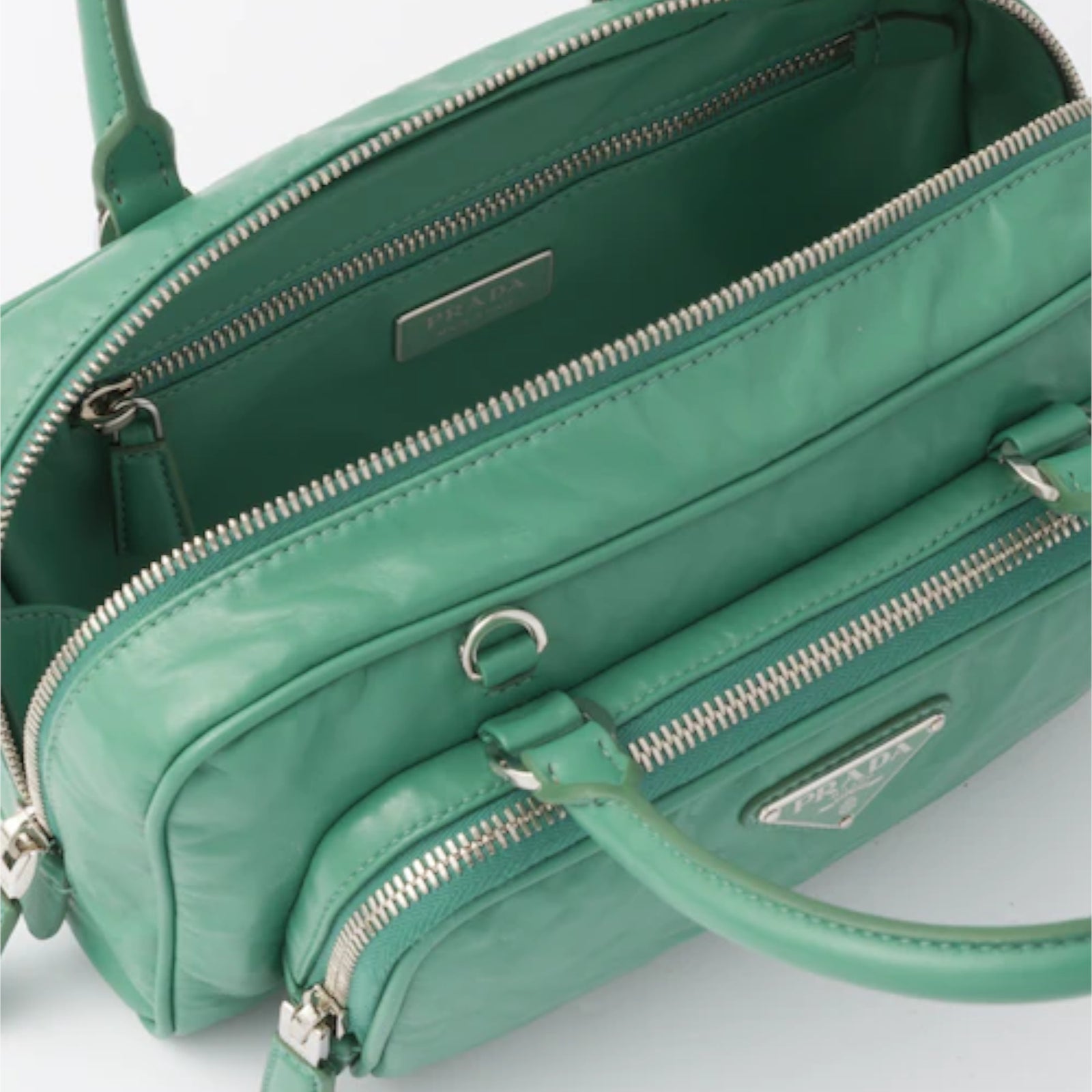 PRADA Antique nappa leather multi-pocket top-handle bag