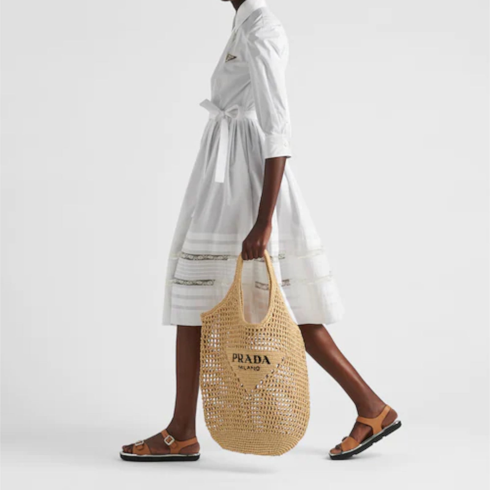 【関税＆送料込み】Prada Raffia Tote Bag Prada Raffia Tote Bag | Black | FARFETCH
