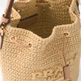 Raffia and leather mini bucket bag