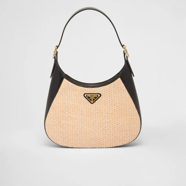 Fabric and leather shoulder bag