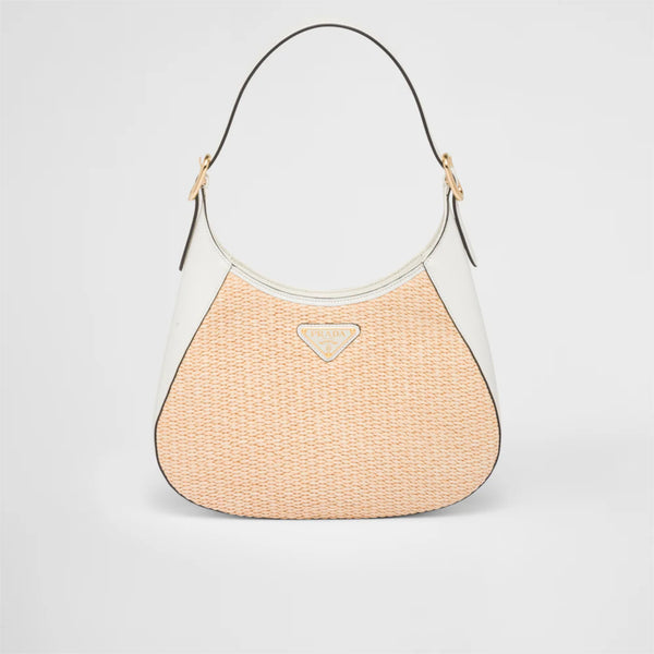 Fabric and leather shoulder bag