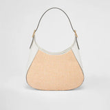 Fabric and leather shoulder bag