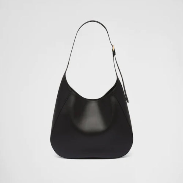 Large leather shoulder bag with topstitching
