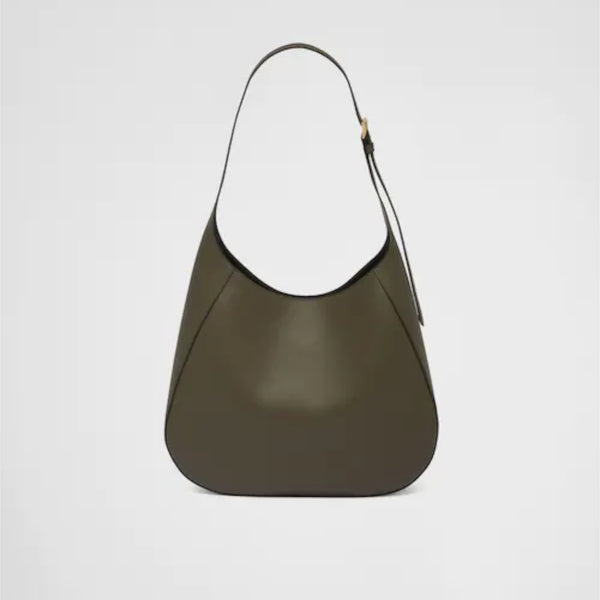 Large leather shoulder bag with topstitching