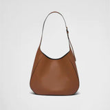 Large leather shoulder bag with topstitching