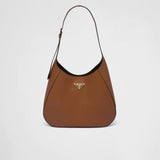 Large leather shoulder bag with topstitching
