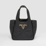 Small nappa-leather tote bag with topstitching