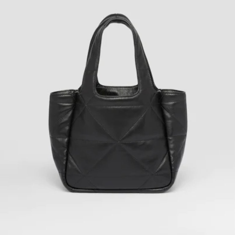 Small nappa-leather tote bag with topstitching