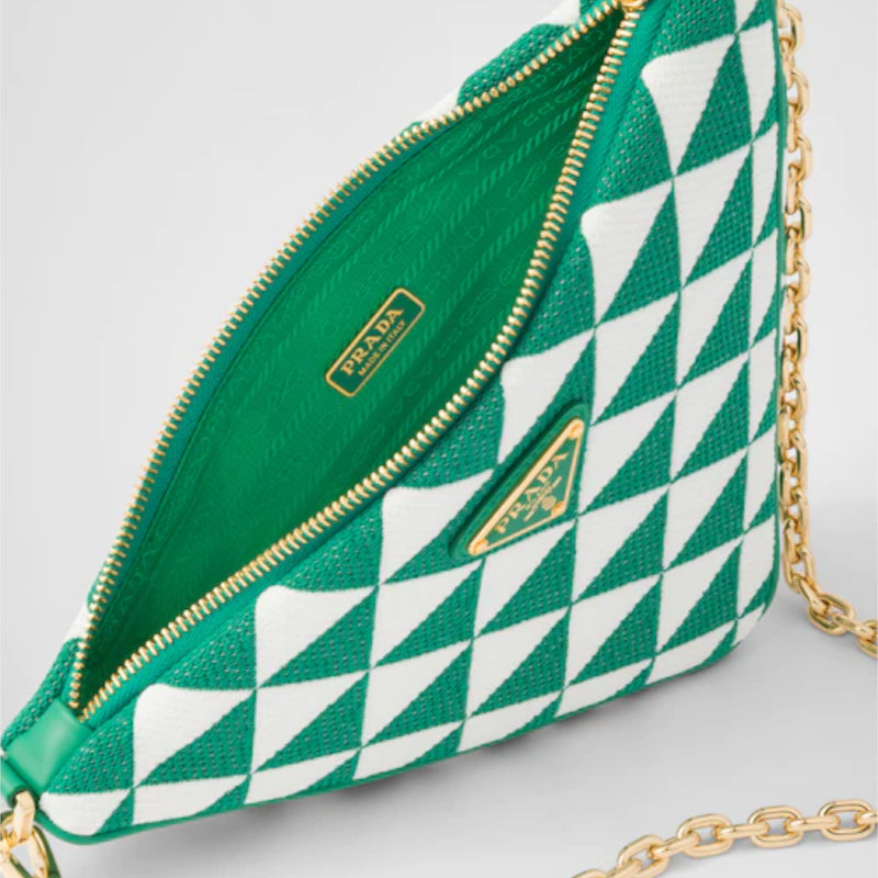 Embroidered jacquard fabric mini-bag