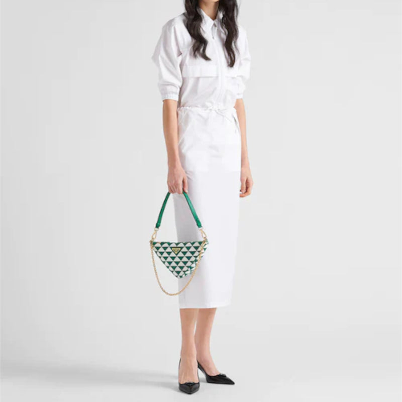 Embroidered jacquard fabric mini-bag
