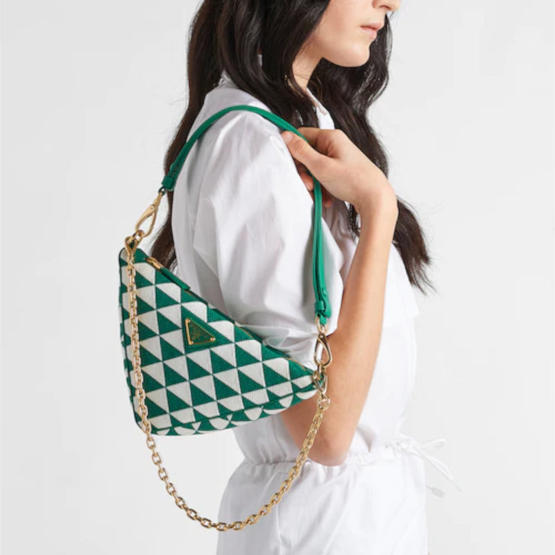 Embroidered jacquard fabric mini-bag