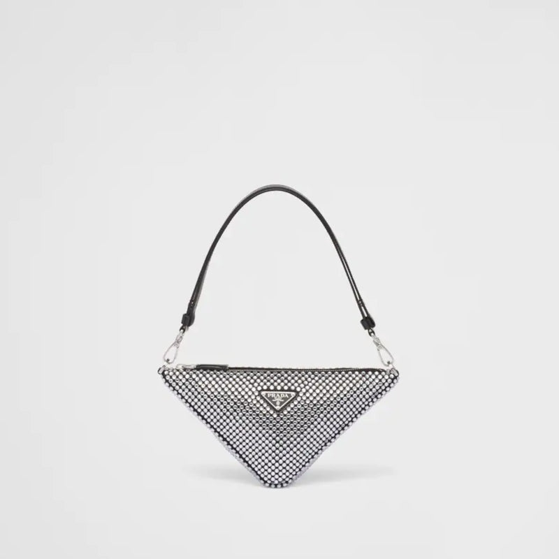 Prada Triangle satin mini-bag with crystals