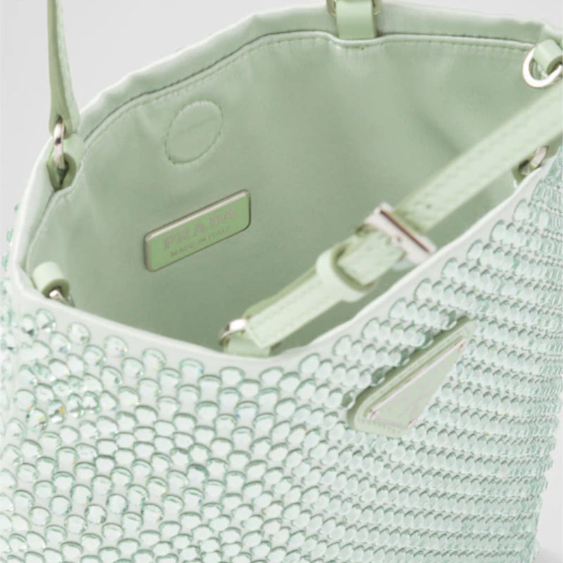 Satin handbag with crystals