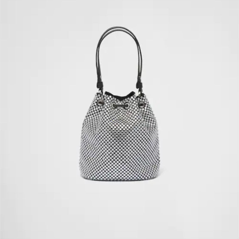 Satin mini-bag with crystals