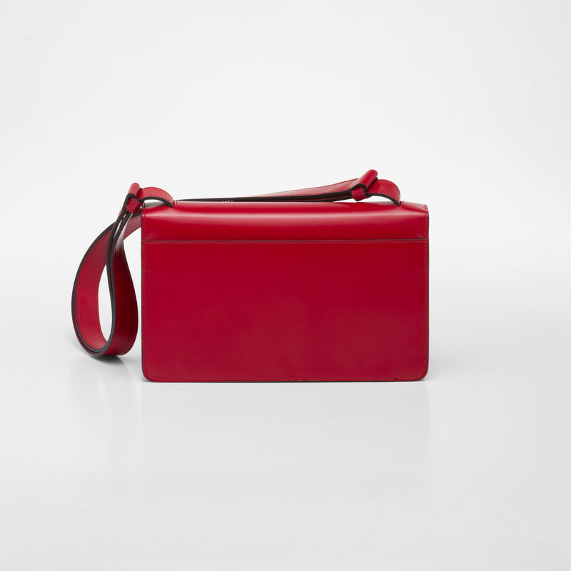 Prada: Red Brushed Leather Bag