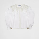 Embroidered lace and poplin shirt