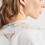 Embroidered lace and poplin shirt