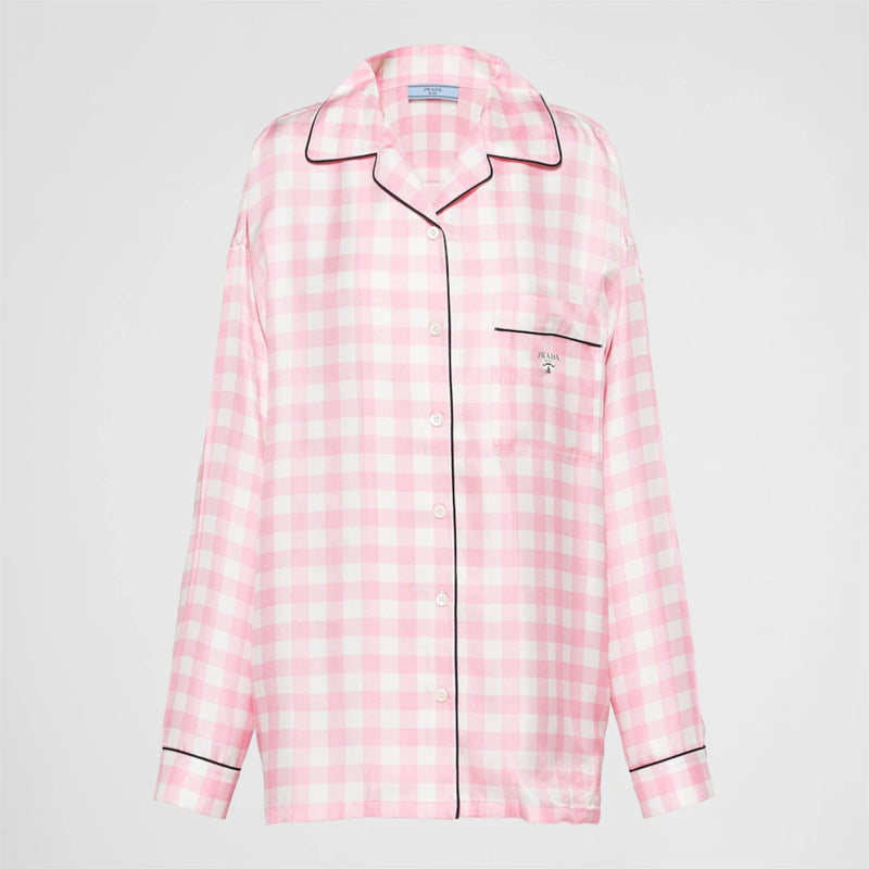 Gingham check twill shirt