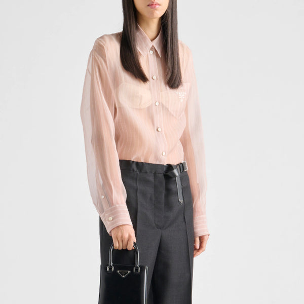 Embroidered poplin shirt