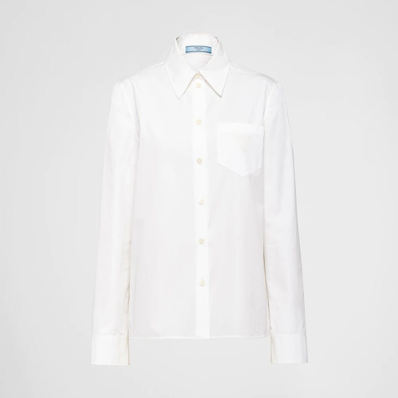 Embroidered poplin shirt