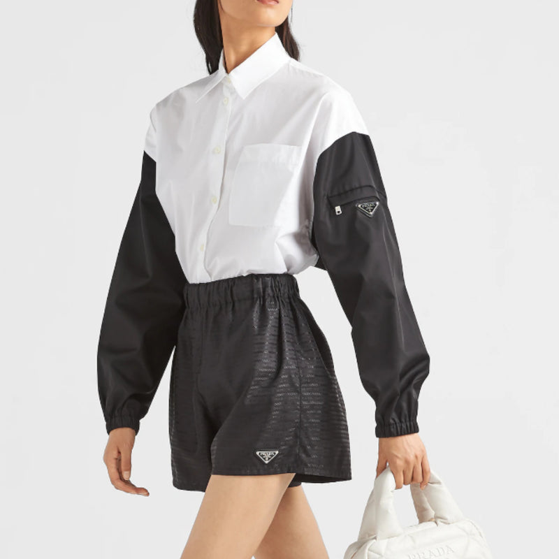 Re-Nylon and poplin shirt