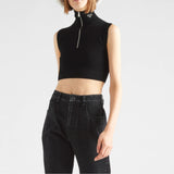 Wool and viscose turtleneck crop top