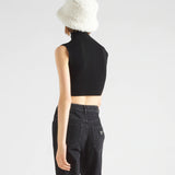 Wool and viscose turtleneck crop top