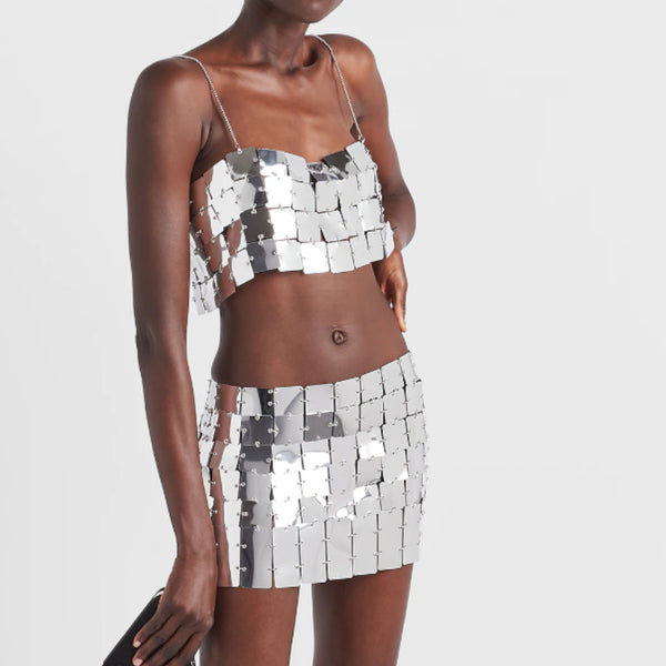 Chainmail square maxi-sequin top