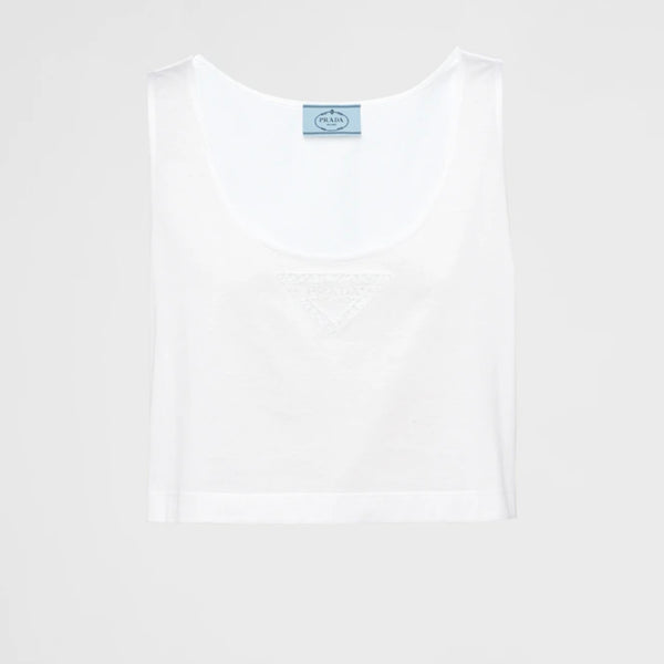 Embroidered jersey crop top