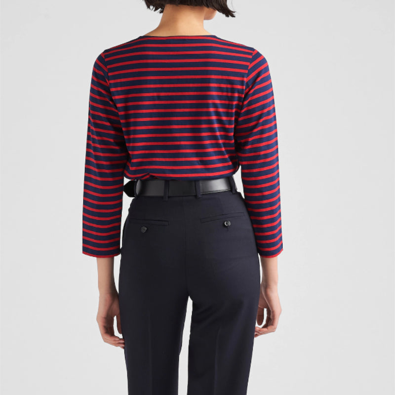 Long-sleeved striped jersey T-shirt