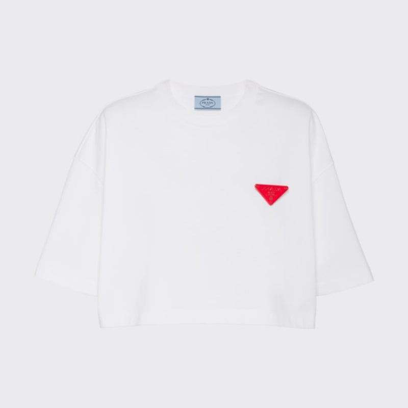 Cropped jersey T-shirt