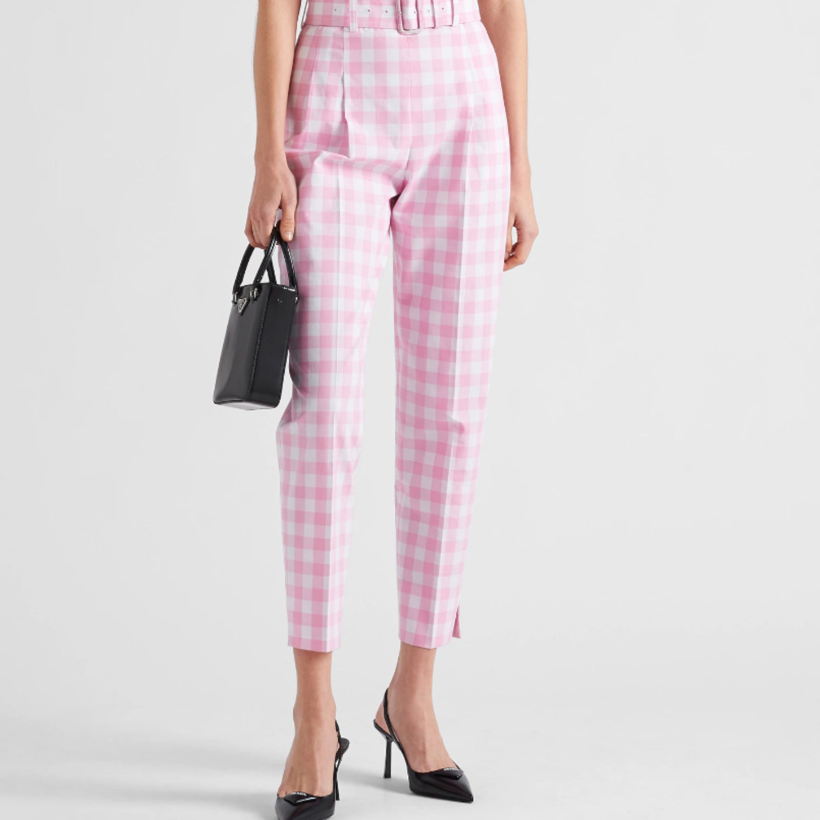 PRADA チェック ヘルト付き ハンツ P215HH12OB F0028ROSA PRADA Gingham check pants P215HH_12OB_F0028_S_231 – BORDER-GARA