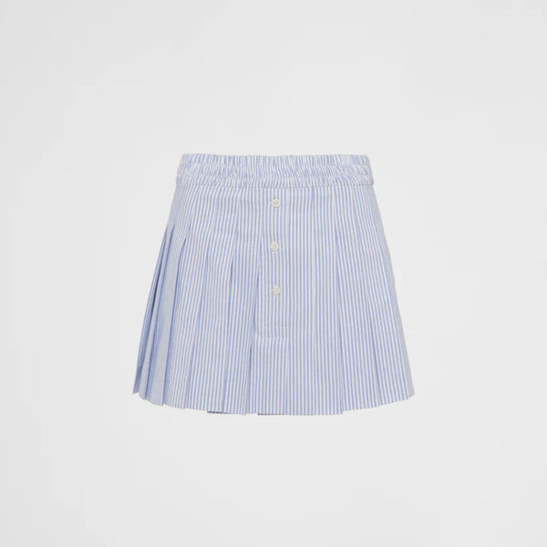 Oxford cotton pleated miniskirt