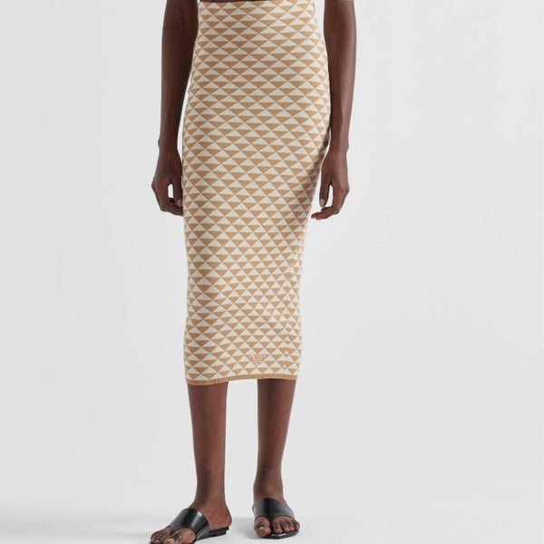 Jacquard cotton knit skirt