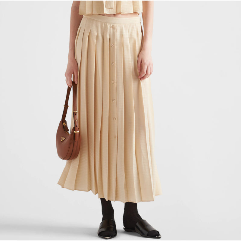 Crepe de Chine jacquard midi skirt